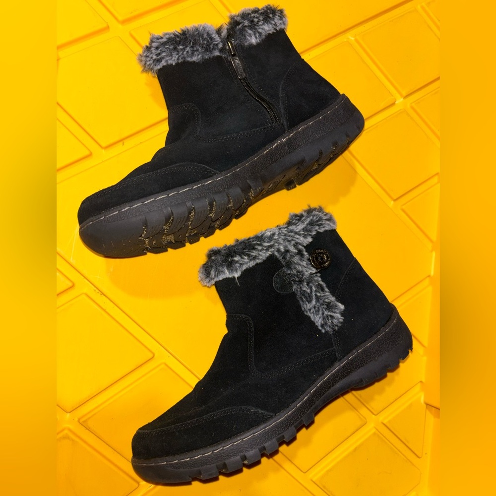Women's Black Fur-Trimmed Ankle Boots